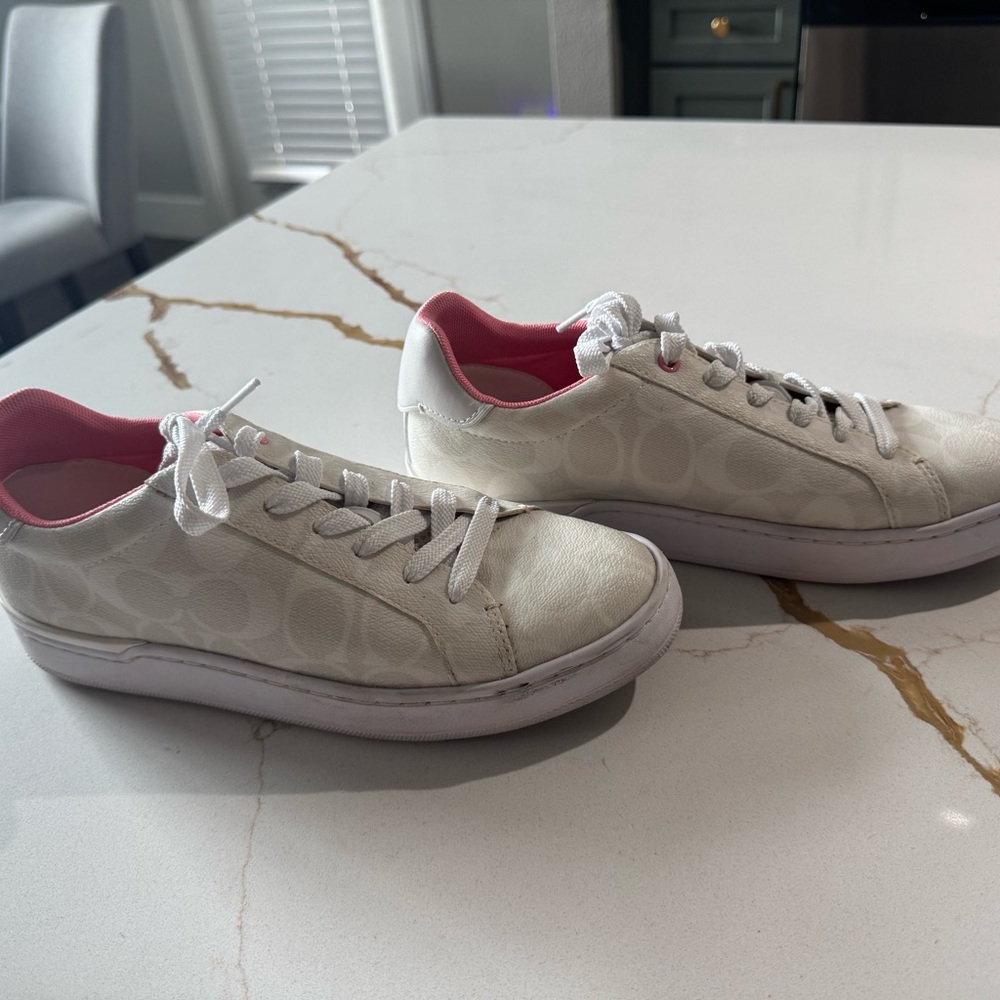 Coach Women's White and Pink Sneakers